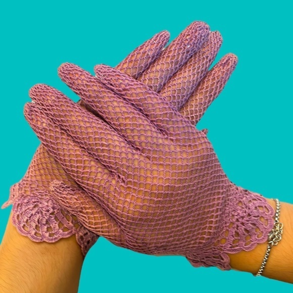 PURPLE VINTAGE Beautuful LACE‎ GLOVES
